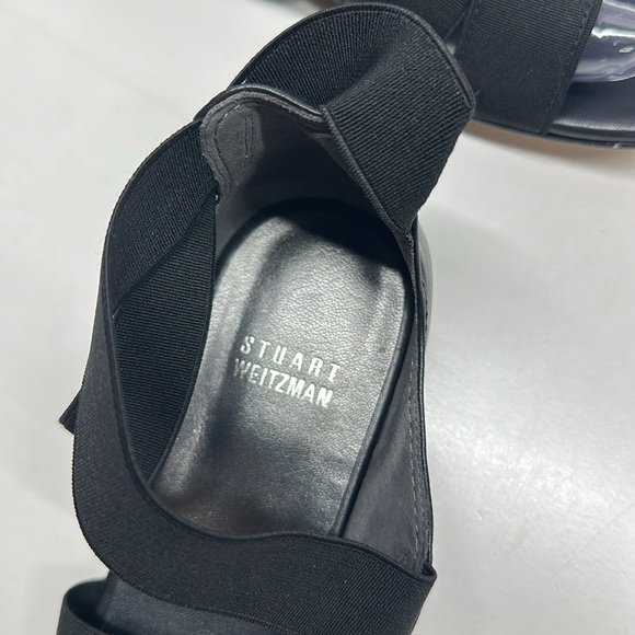 Stuart Weitzman Gladiator Sandals Shoes Strappy Elastic Leather Black Size 6 - Picture 8 of 9